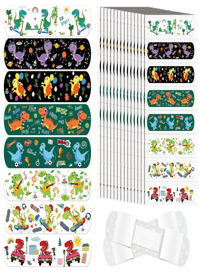 Perthlin 200 Pieces Kids Adhesive Bandage Bulk 8 Styles Cute Cartoon Dinosaur PE Waterproof Bandage Flexible Fabric for Children Travel Cuts Scrapes Wounds - Image 1